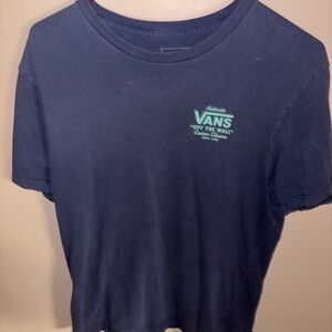 Vans Classic Navy Tee with Aqua Logo